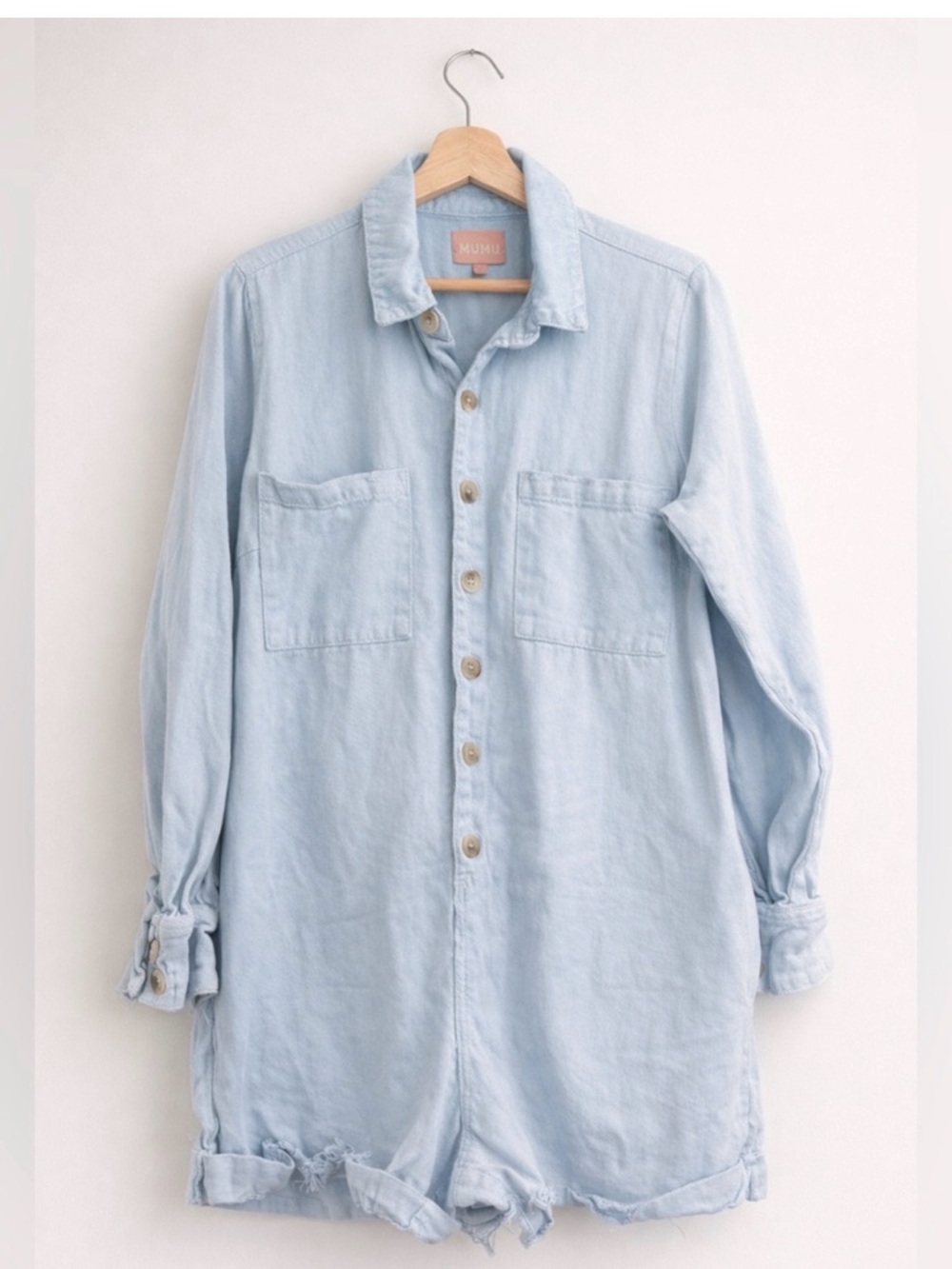 Show Me Your MuMu Light Blue Denim Romper